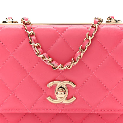 Chanel Lambskin Quilted Mini Trendy CC Wallet On Chain WOC Pink 8 of 11
