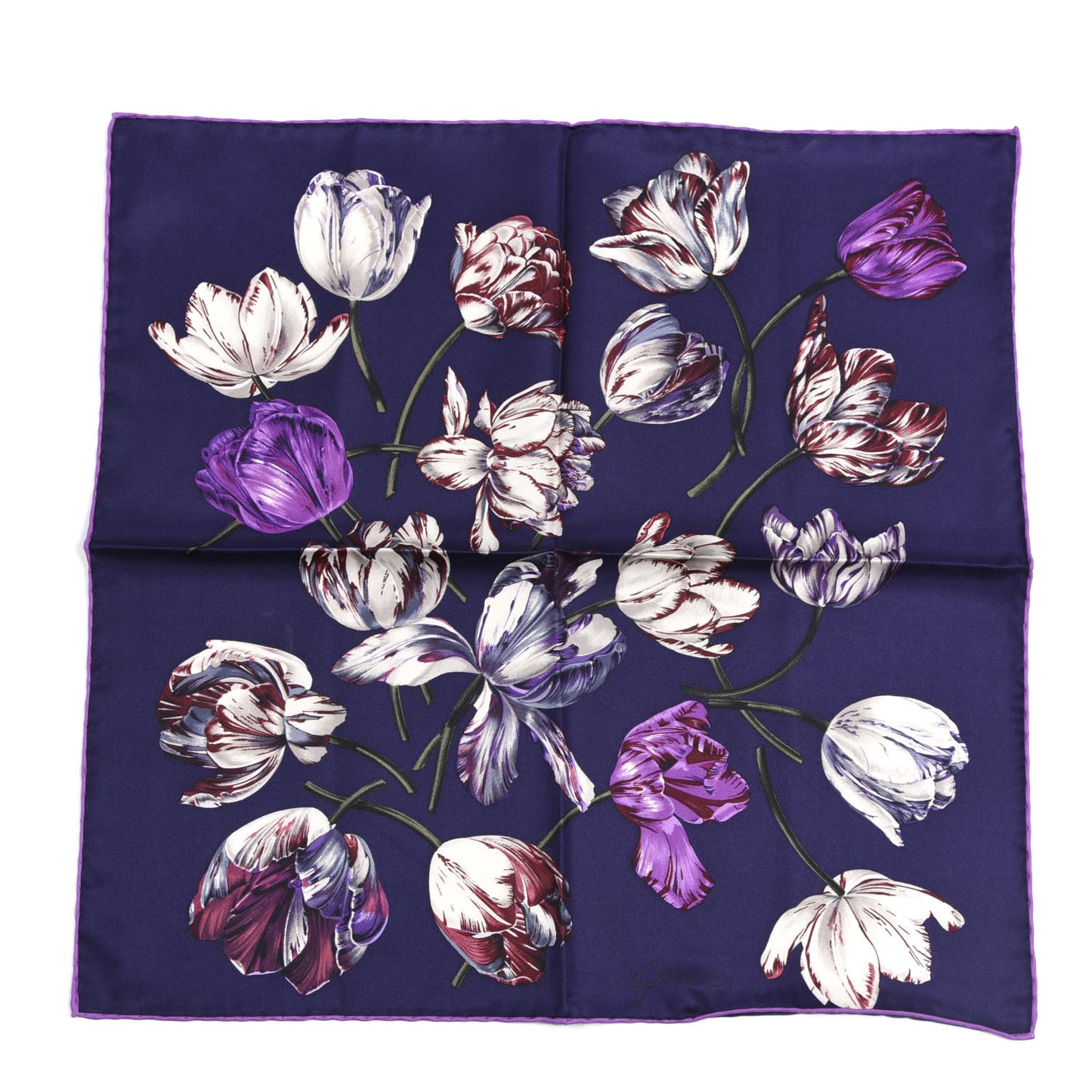 Silk Floral Pocket Square Purple