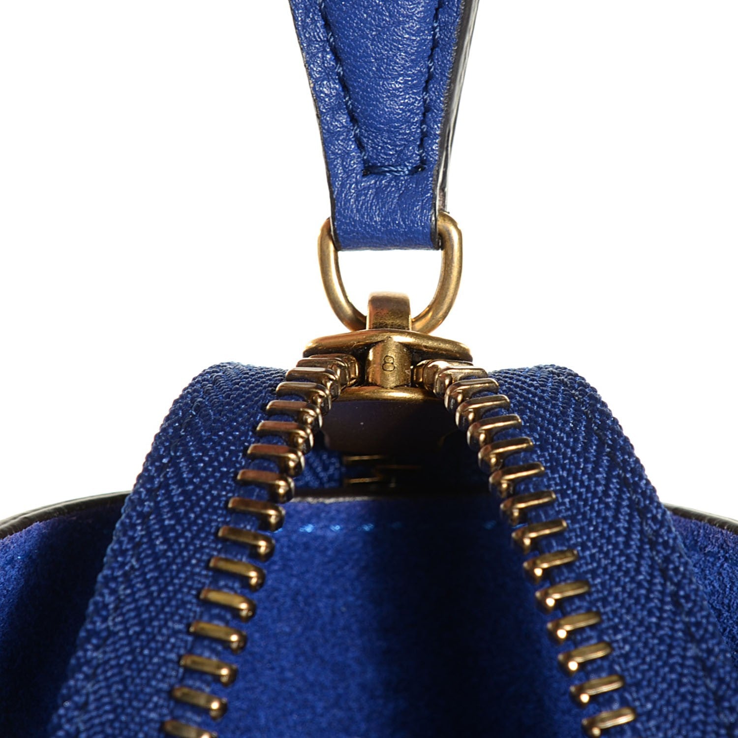 Celine Drummed Calfskin Mini Luggage Indigo 8 of 8