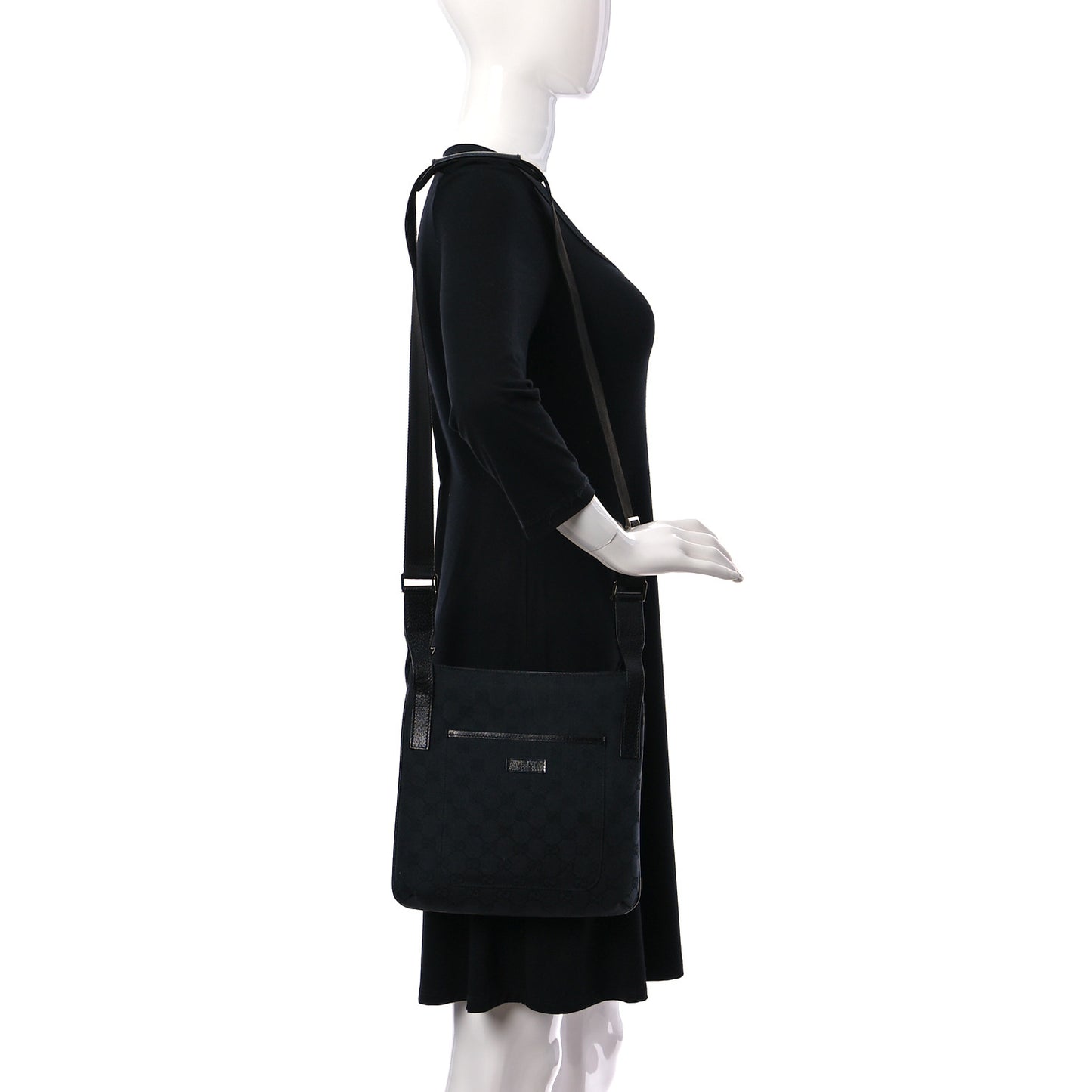 Monogram Flat Messenger Bag Black