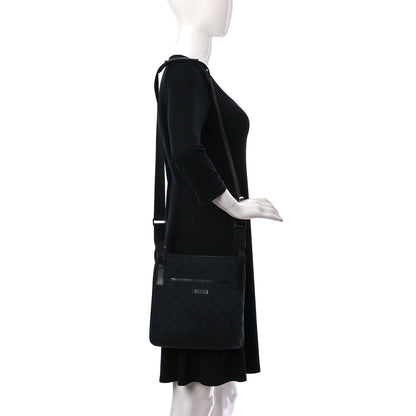 Gucci Monogram Flat Messenger Bag Black 2 of 10