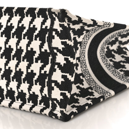Christian Dior CHRISTIAN DIOR Canvas Houndstooth Embroidered Small Book Tote Black White 10 of 11