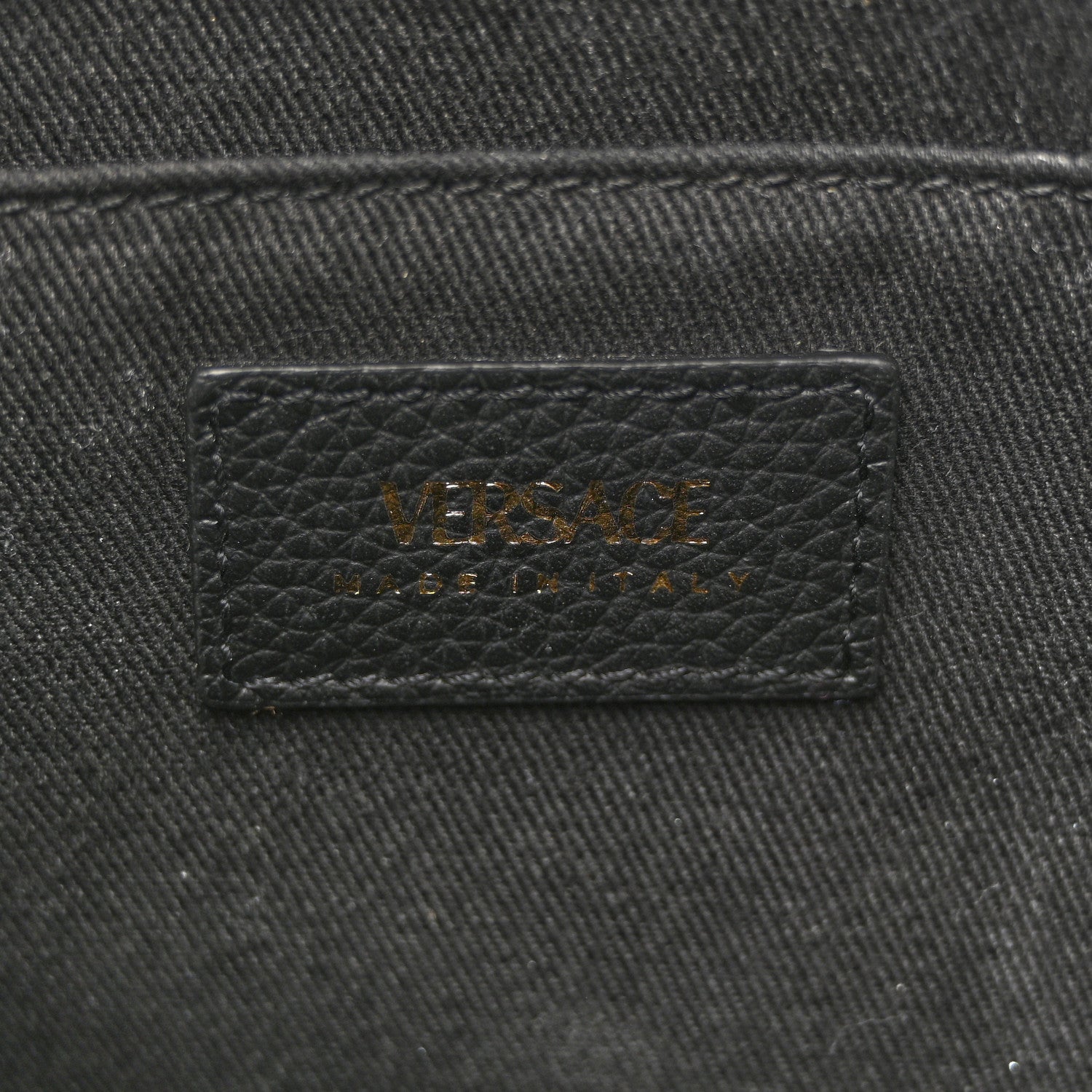Versace Grained Calfskin Large Virtus Top Handle Shoulder Bag Black 6 of 15