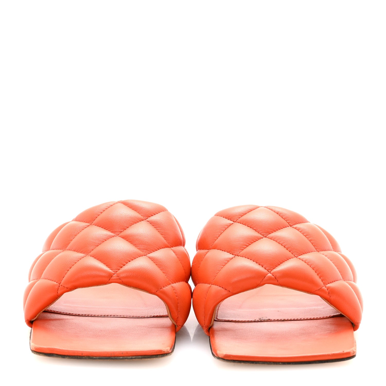 Bottega Veneta Nappa Matelasse Padded Flat Sandals 38 Orange 3 of 8