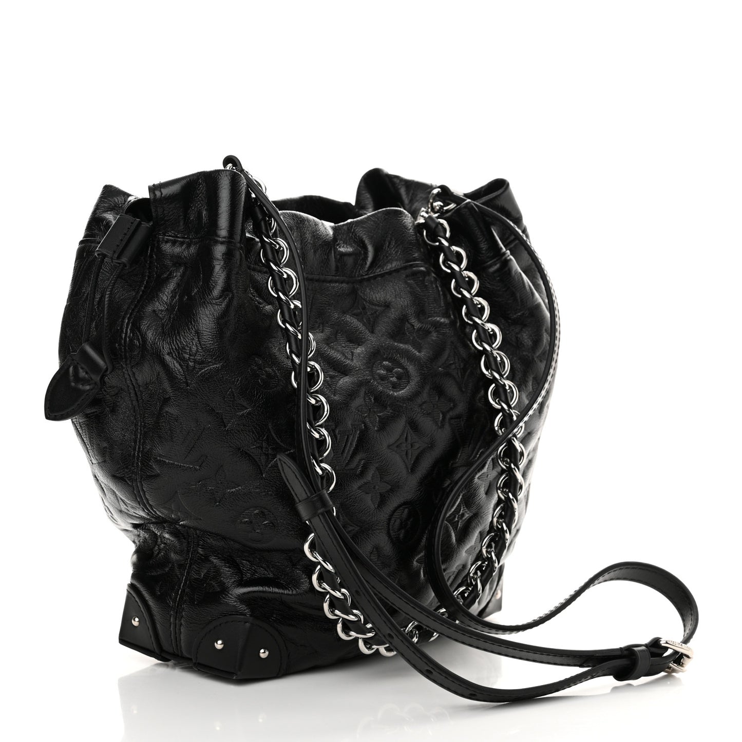 Lambskin Monogram Shadow Coussin Noe Trunk PM Black