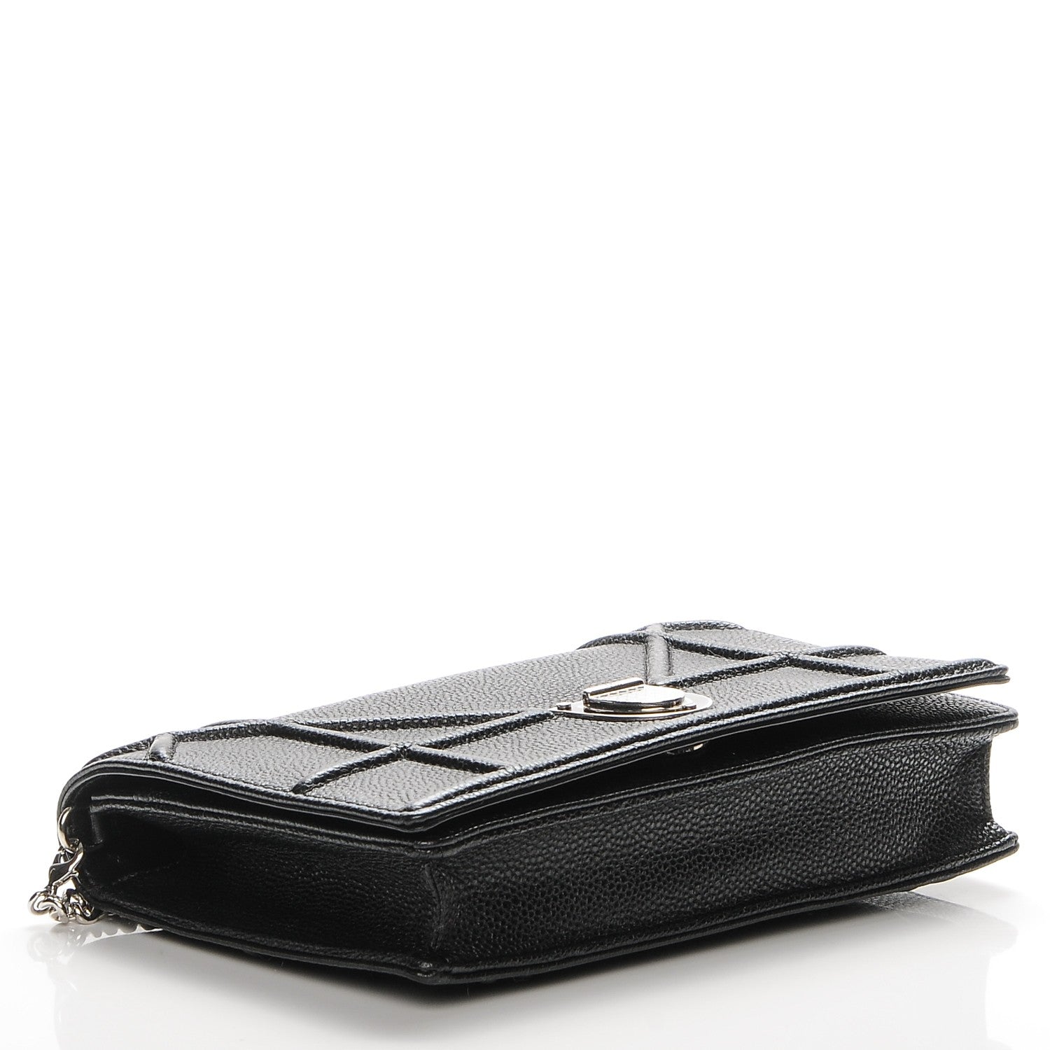 Christian Dior Grained Calfskin Diorama Wallet on Chain Pouch Black 4 of 7