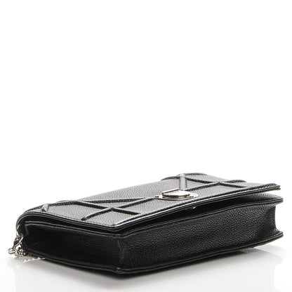 Christian Dior Grained Calfskin Diorama Wallet on Chain Pouch Black 4 of 7