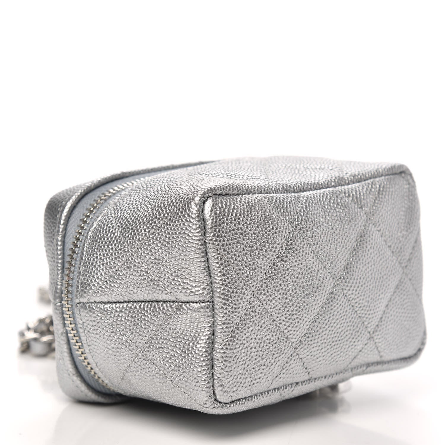 Chanel Metallic Caviar Quilted Mini Top Handle Vanity With Chain Silver 4 of 9