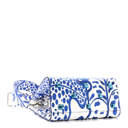 Salvatore Ferragamo Calfskin Foliage Print Small The Studio Bag White Blue 4 of 9
