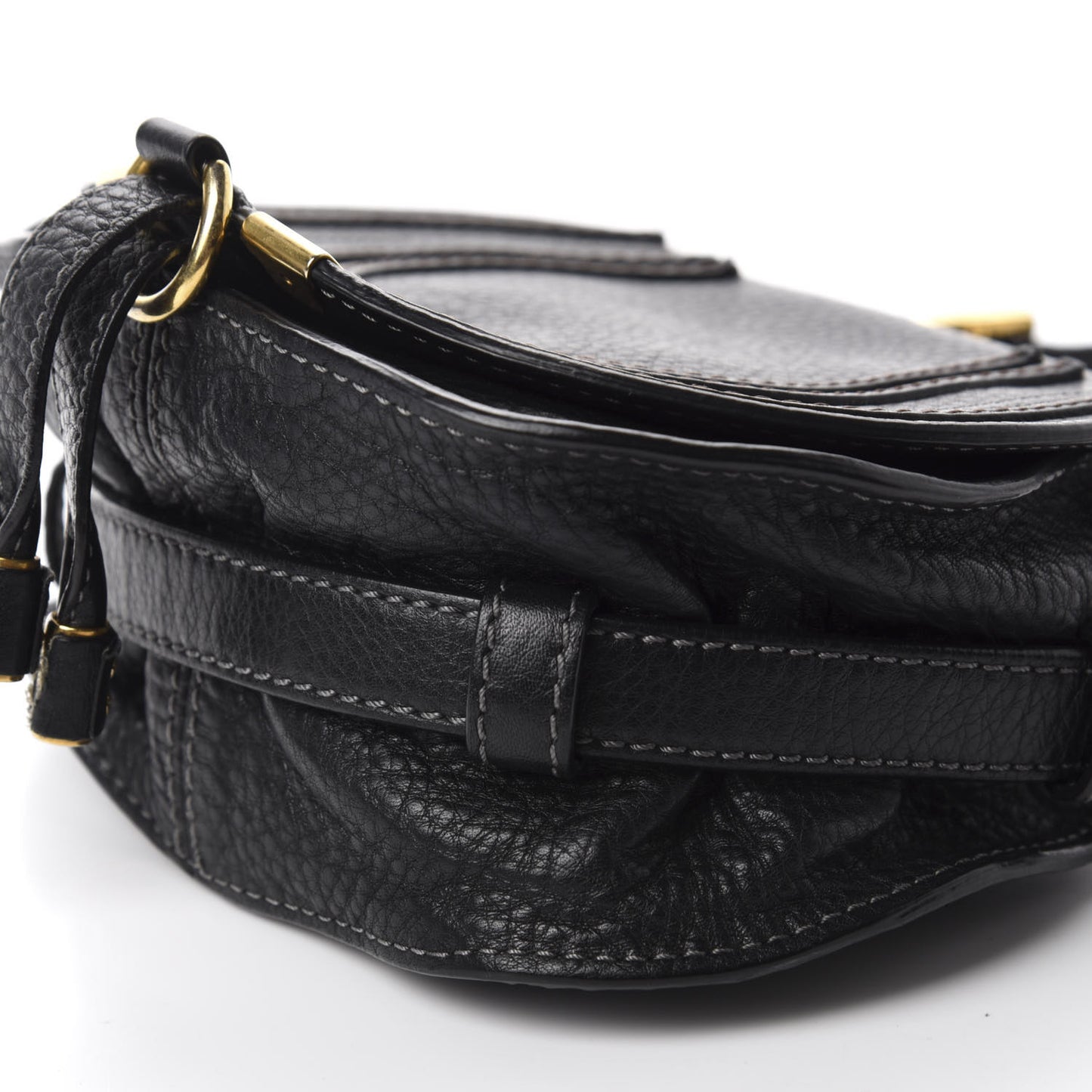 Calfskin Mini Marcie Round Crossbody Bag Black