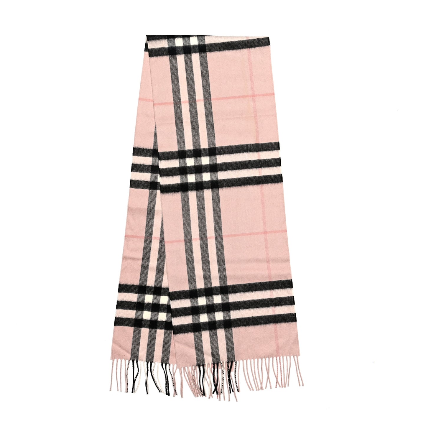 Cashmere Giant Heritage Check Fringe Scarf Ash Rose