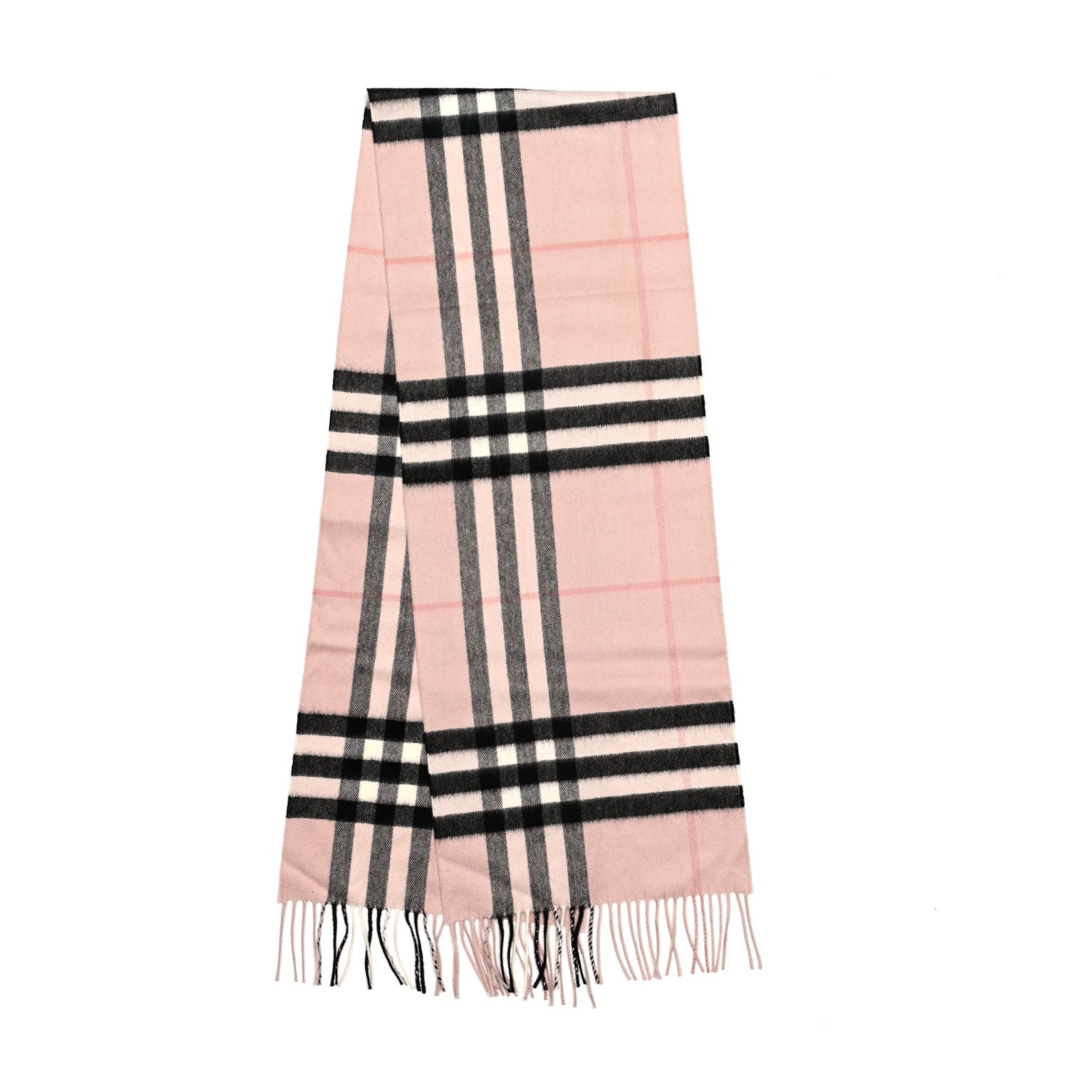 Burberry Cashmere Giant Heritage Check Fringe Scarf Ash Rose 2 of 3