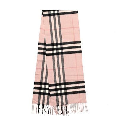 Burberry Cashmere Giant Heritage Check Fringe Scarf Ash Rose 2 of 3