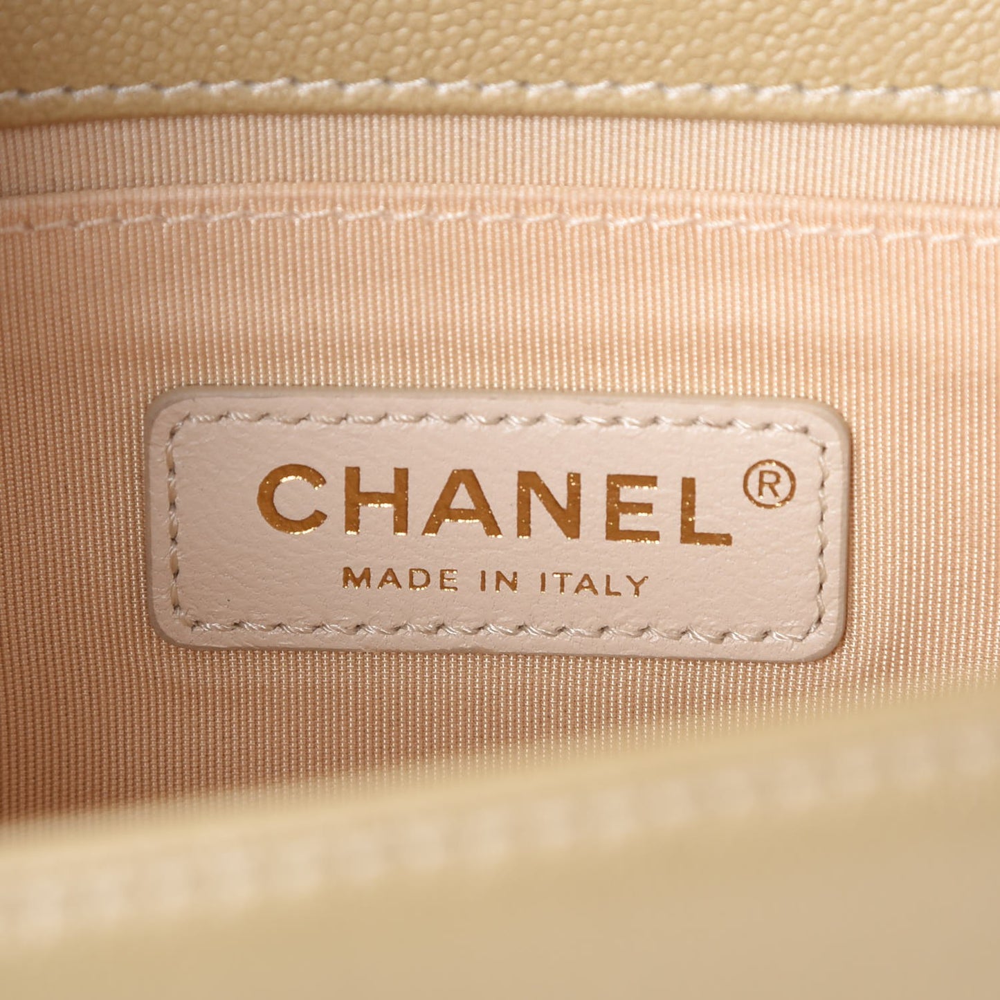 Pearly Caviar Quilted Medium Boy Flap Light Gold