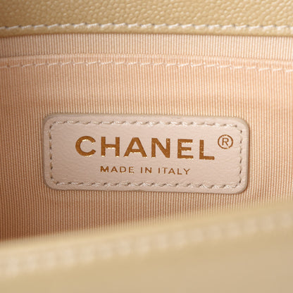 Chanel Pearly Caviar Quilted Medium Boy Flap Light Gold 6 of 7