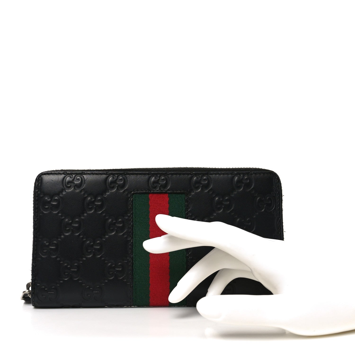 Gucci Guccissima Web Zip Around Wallet Black 2 of 8