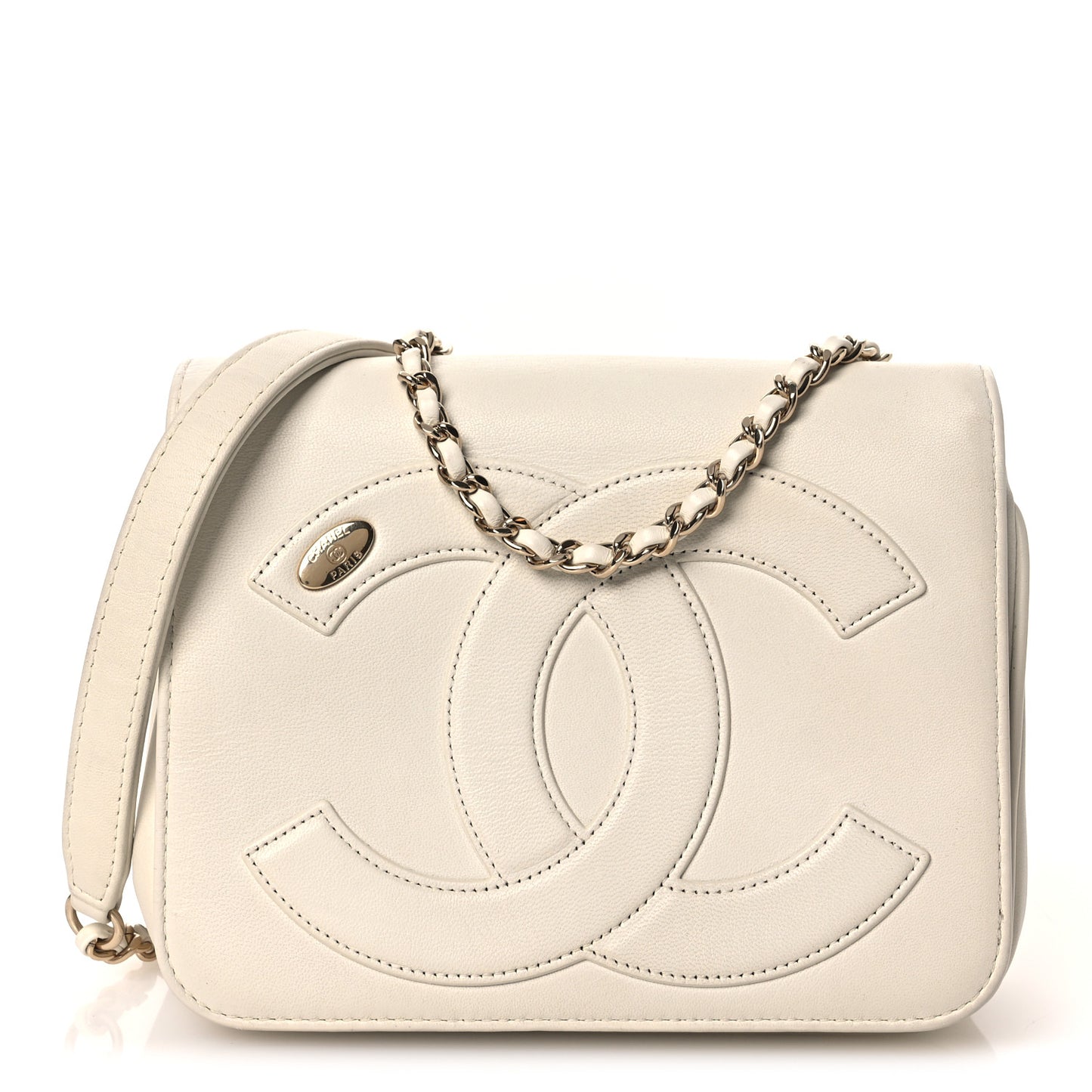 Lambskin CC Mania Flap Bag White