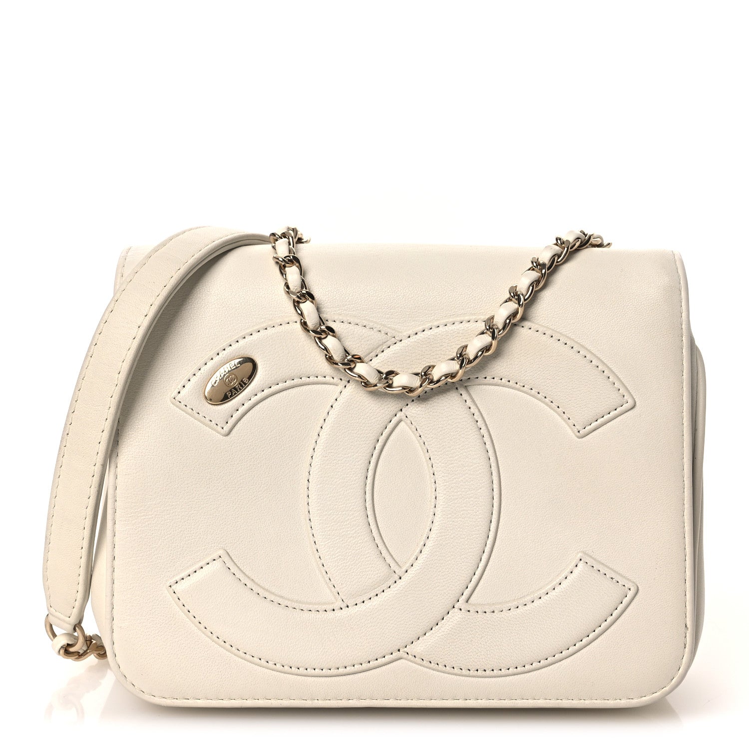 Chanel Lambskin CC Mania Flap Bag White 1 of 11