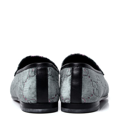 Gucci Velvet Malaga Kid GG Monogram Horsebit Womens Jordaan Loafers 35.5 Avio Dusty Pink Black 4 of 6