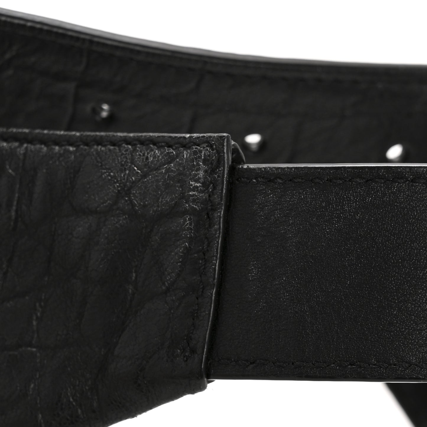 Calfskin Crocodile Embossed Monogram Belt Bag Black