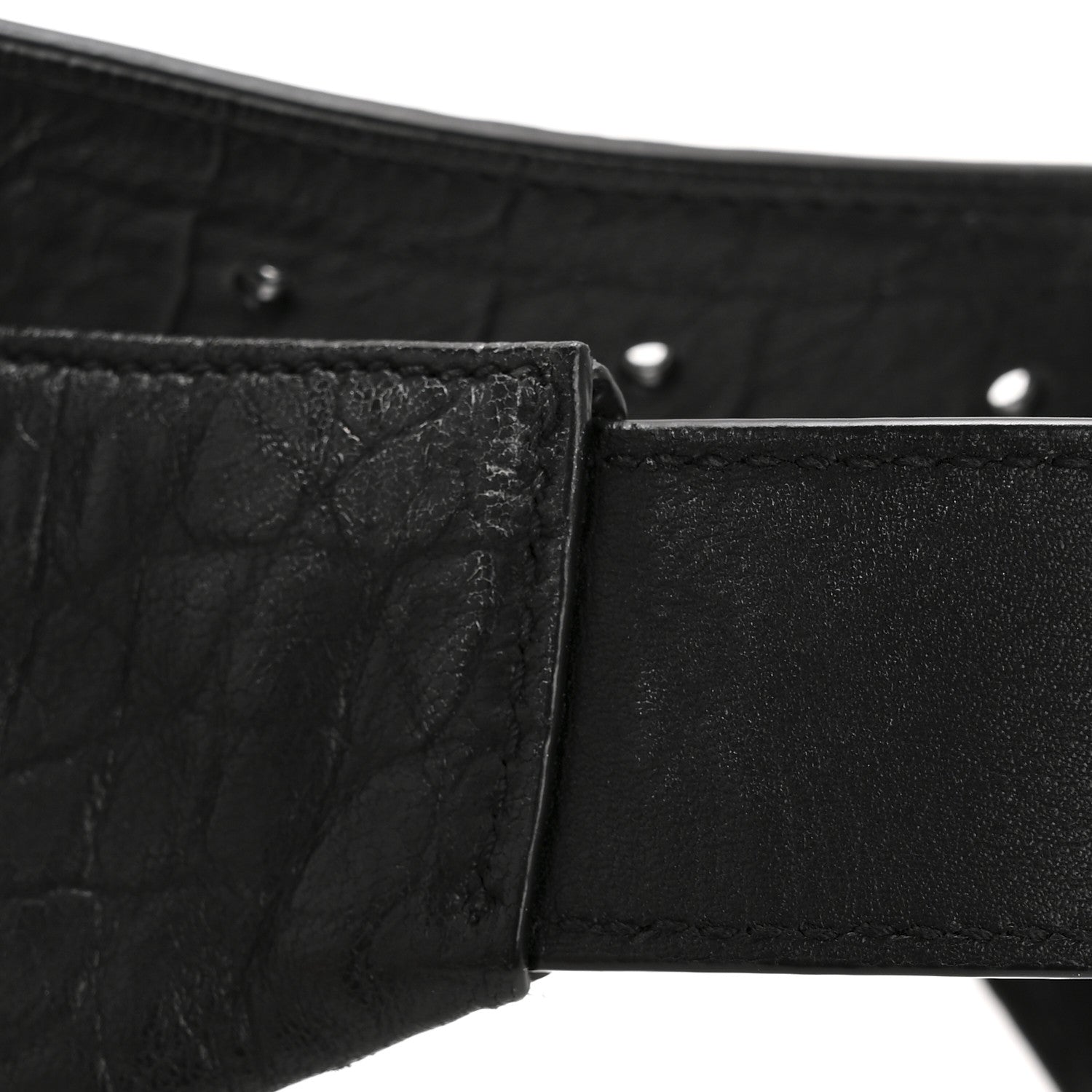 Saint Laurent Calfskin Crocodile Embossed Monogram Belt Bag Black 13 of 14