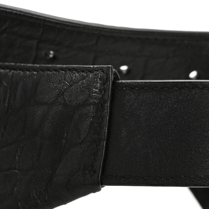Saint Laurent Calfskin Crocodile Embossed Monogram Belt Bag Black 13 of 14