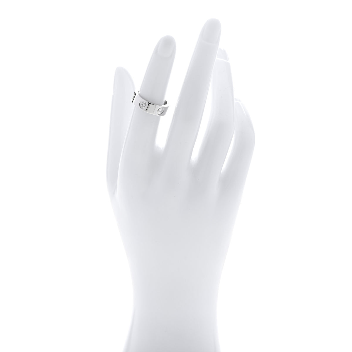 Cartier 18K White Gold 3 Diamond 5.5mm LOVE Ring 49 5 2 of 4