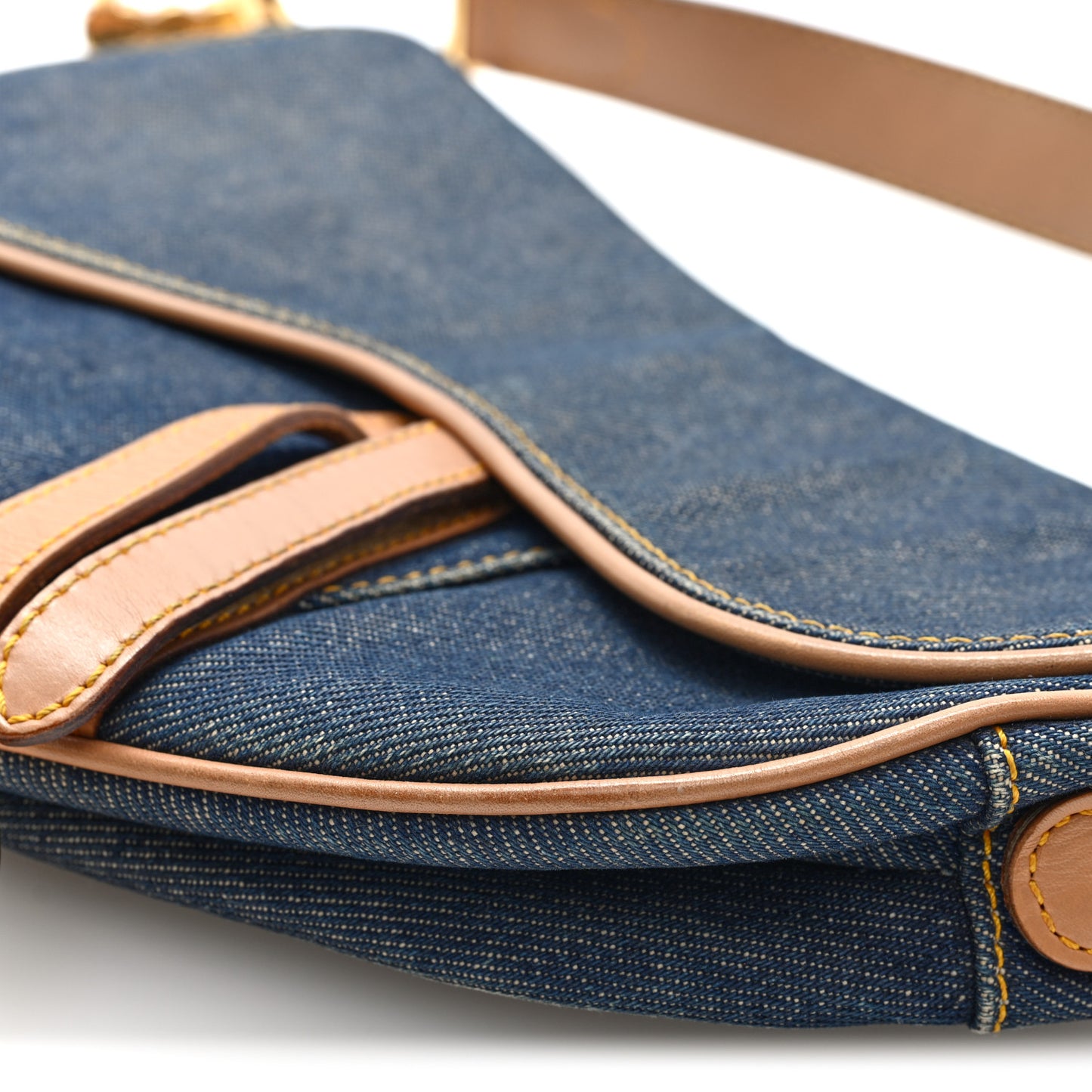 Denim Calfskin Saddle Bag Blue