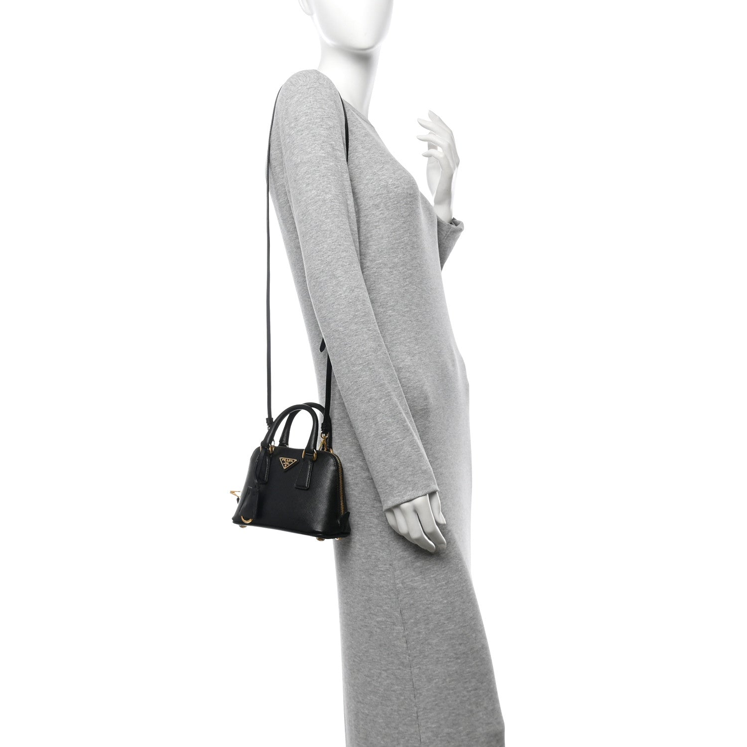 Prada Saffiano Lux Mini Promenade Tote Black 2 of 9