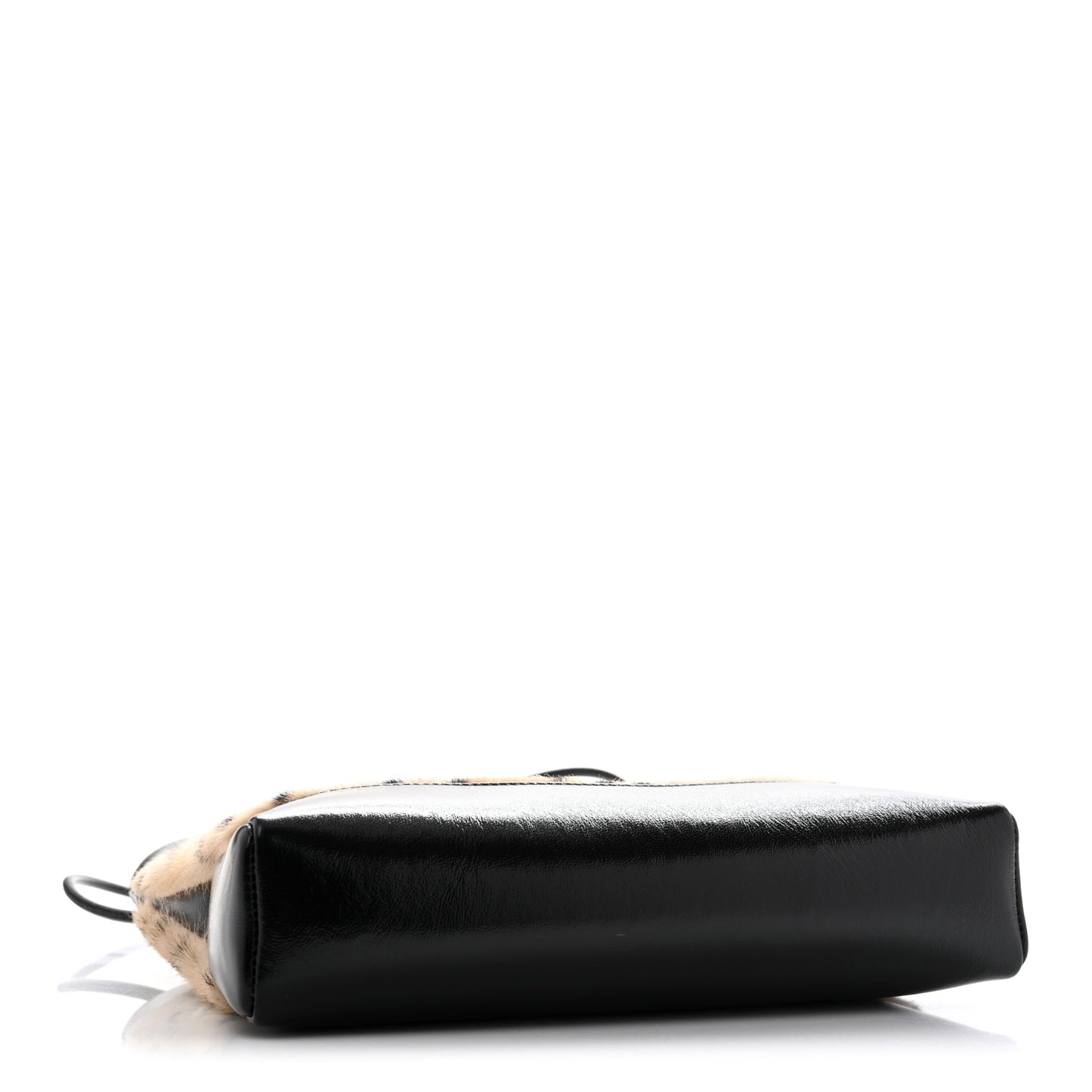 Shiny Lambskin Pony Hair Cheetah Printed Mini 31 Shopping Bag Light Beige Black