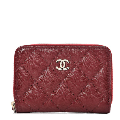 Chanel Iridescent Caviar Quilted Zip Card Holder Burgundy 1 of 8