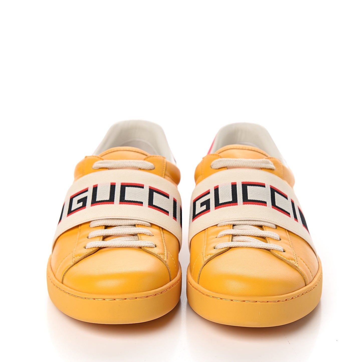 Calfskin Stripe Mens New Ace Sneakers 9 Crop Ecru Red Flame
