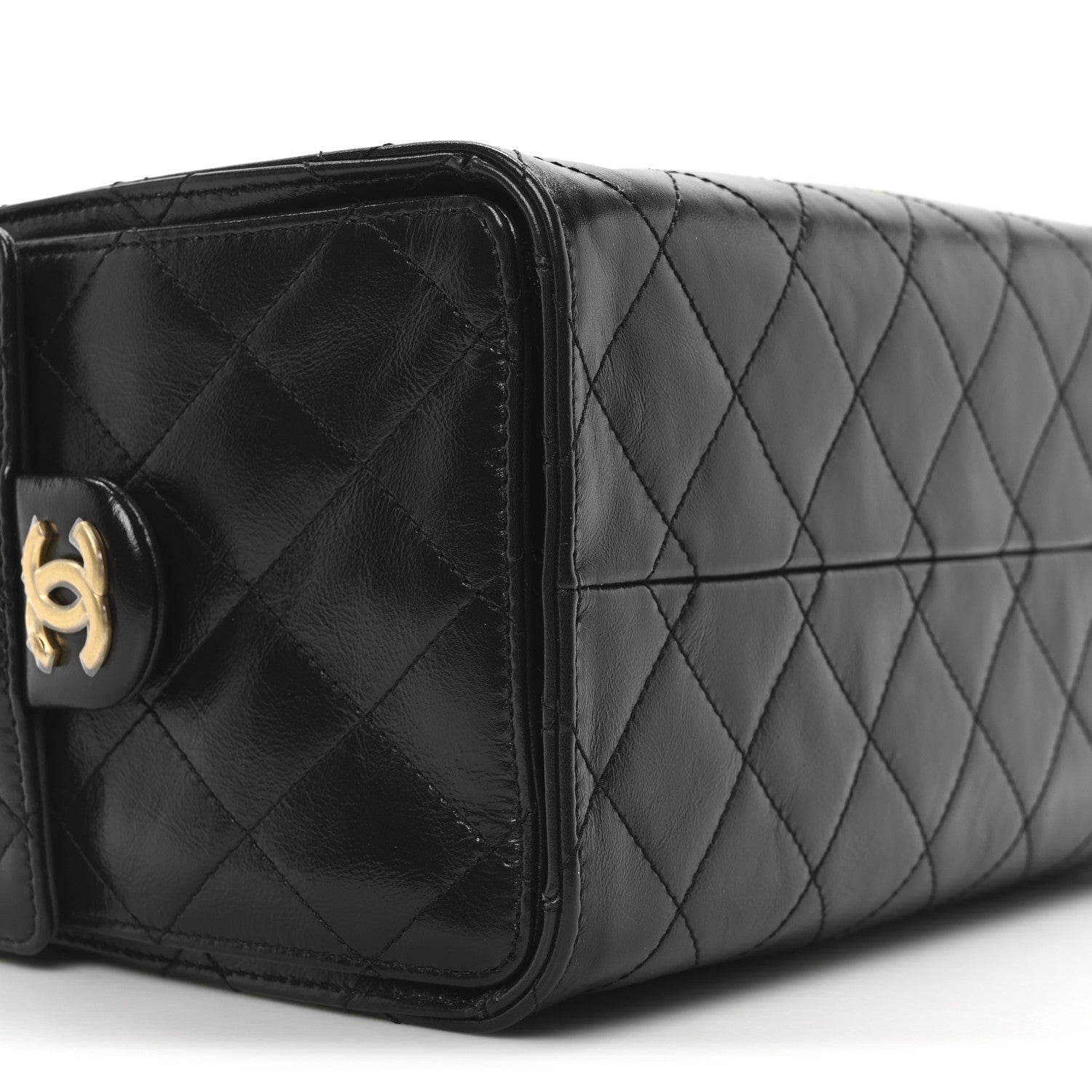 Chanel Shiny Crumpled Calfskin Quilted Small Chanel 25 Handbag Black 9 of 11