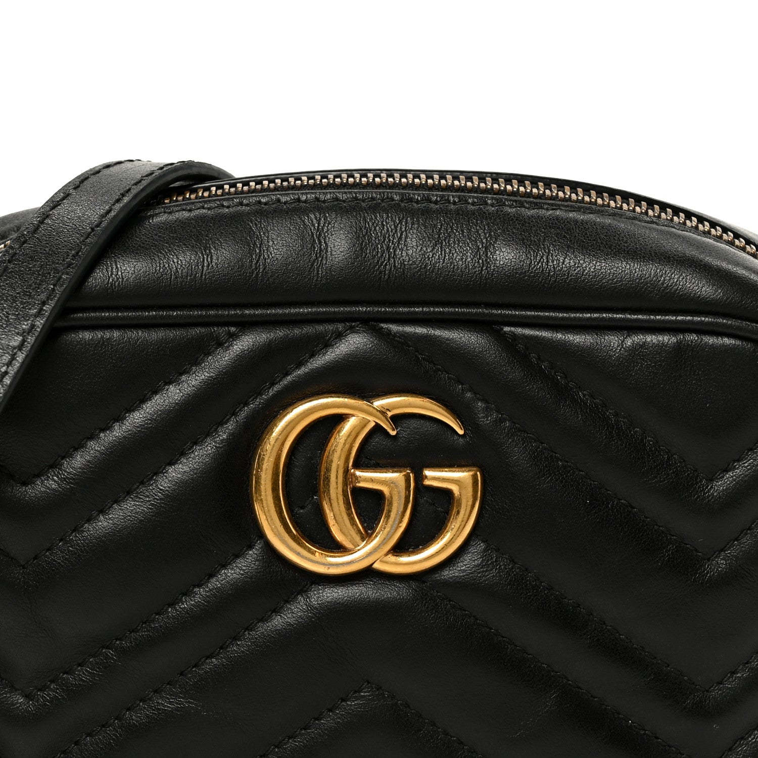 Gucci Calfskin Matelasse Mini GG Marmont Chain Shoulder Bag Black 9 of 12