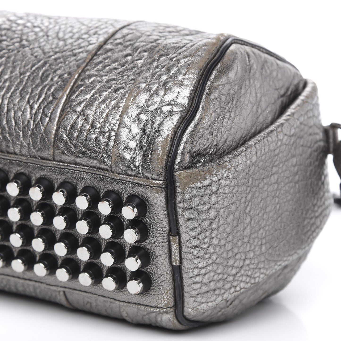 Metallic Pebbled Lambskin Rockie Carbon Silver Hardware