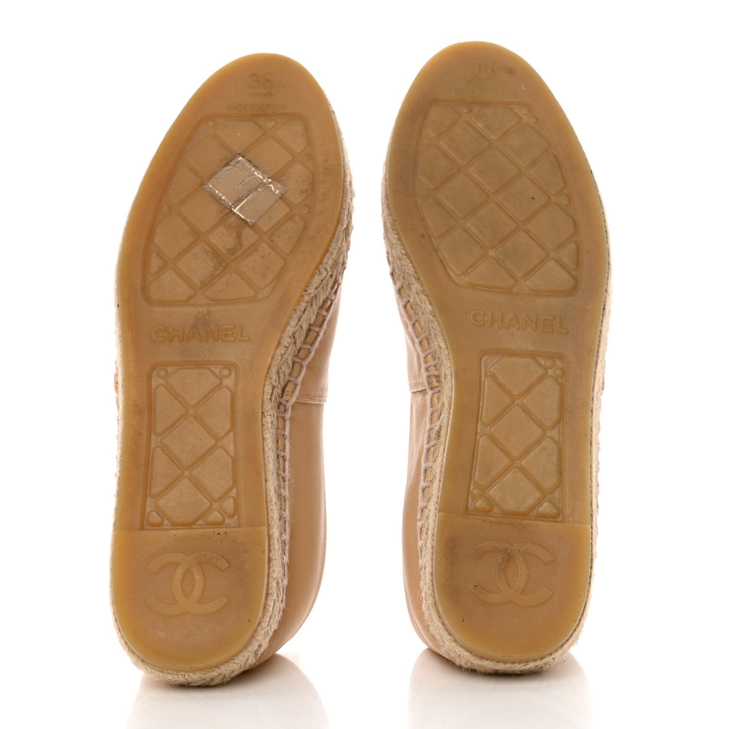Chanel Lambskin CC Espadrilles 36 Beige Black 5 of 9