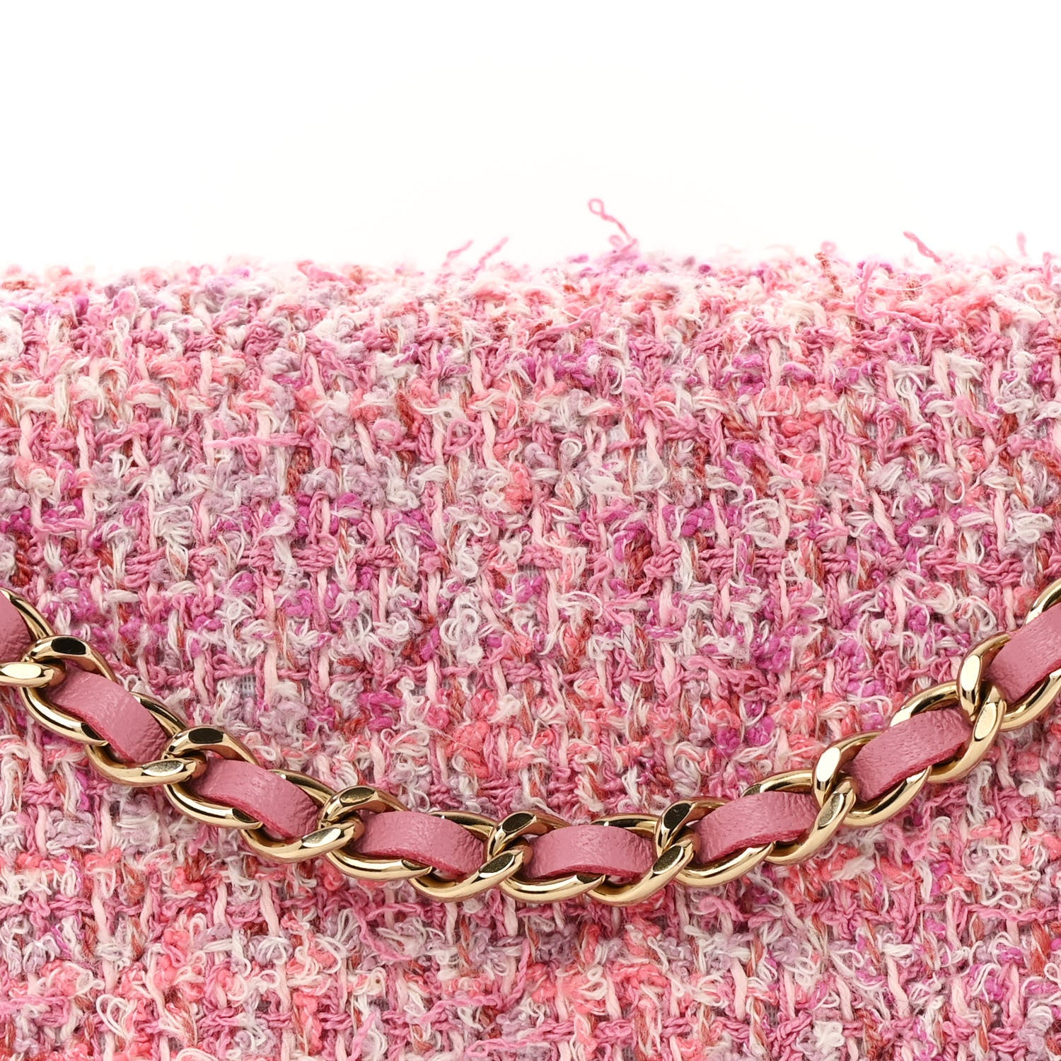 Chanel Tweed Quilted Wallet On Chain WOC Pink 9 of 11