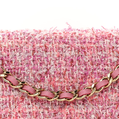 Chanel Tweed Quilted Wallet On Chain WOC Pink 9 of 11