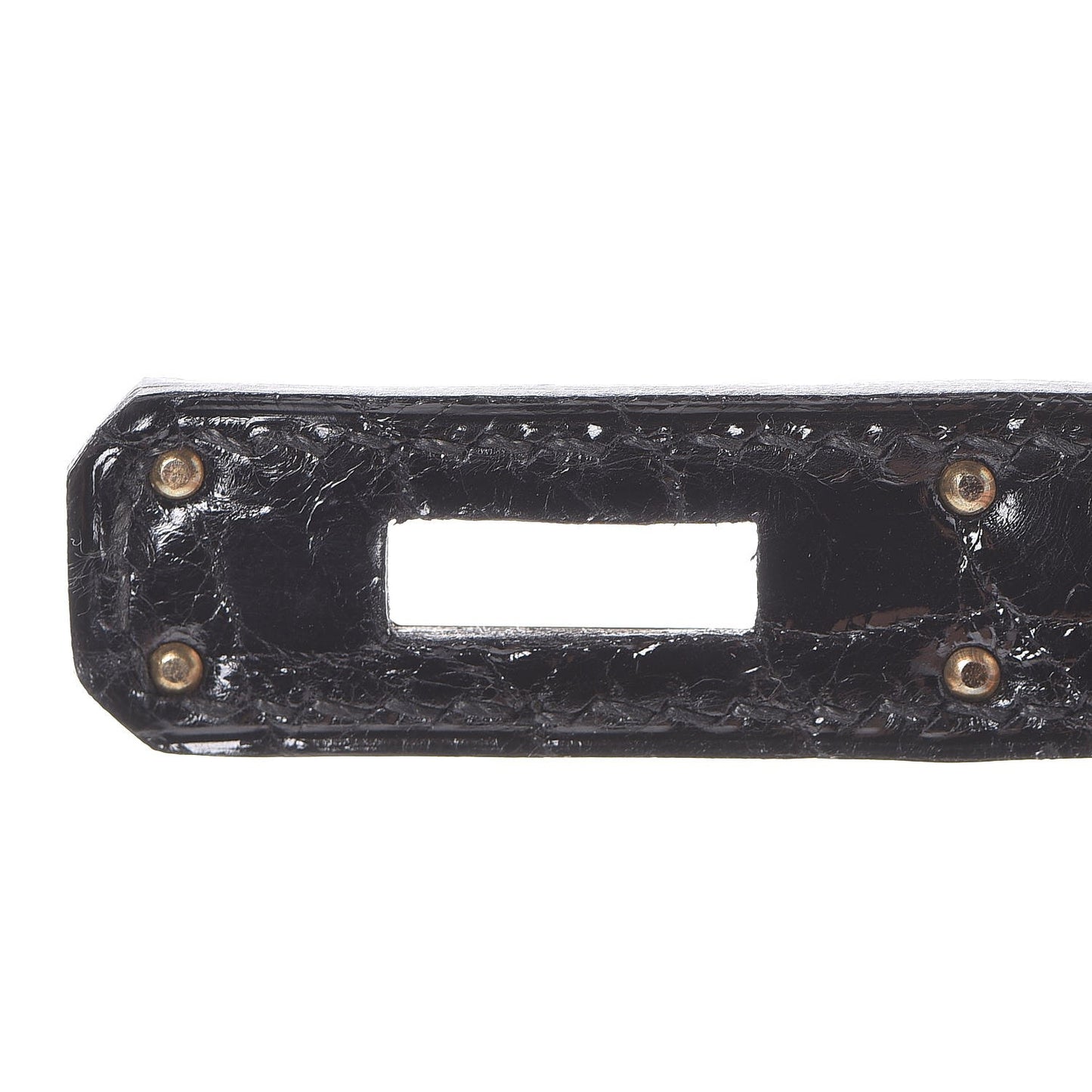 Shiny Niloticus Crocodile Kelly Cut Pochette Black