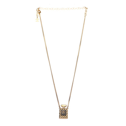 Chanel Crystal Pearl Perfume Bottle CC Necklace Black Gold 6 of 8