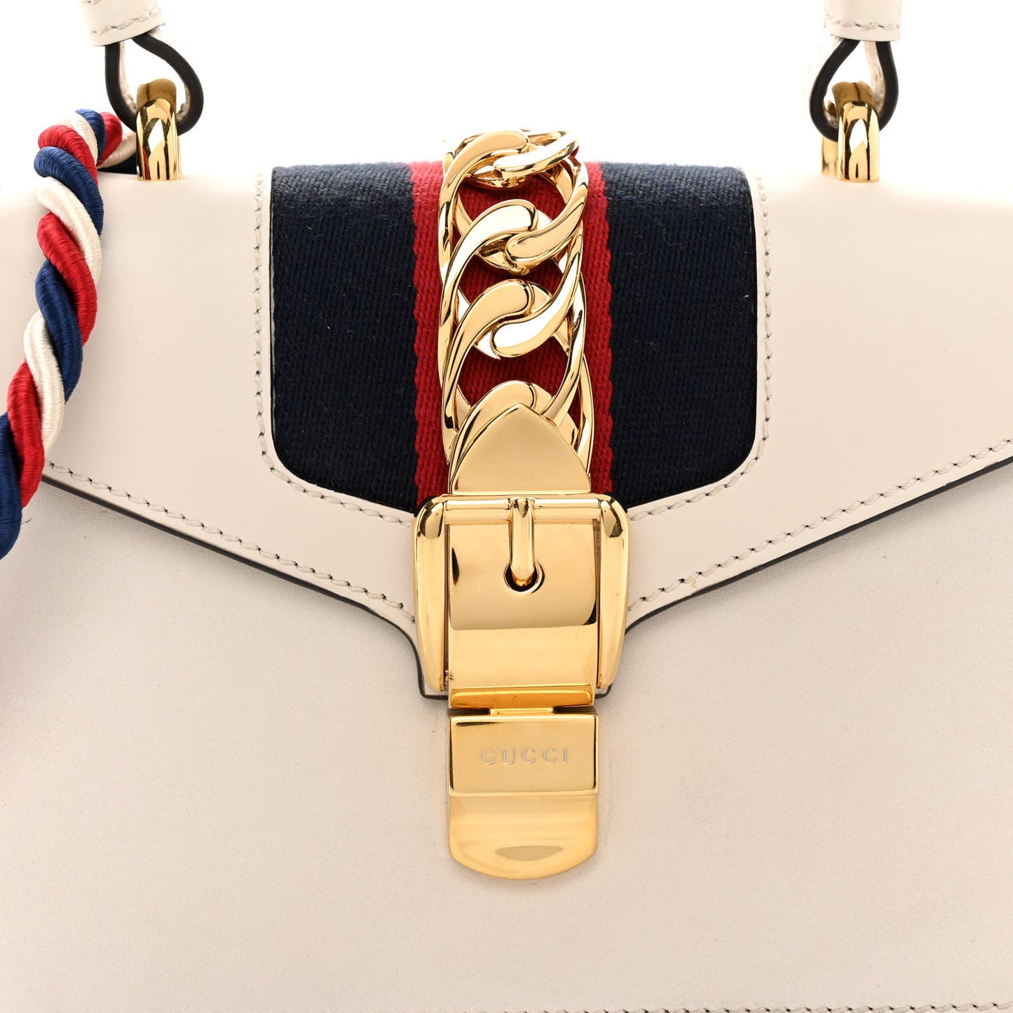 Calfskin Mini Sylvie Top Handle Bag White