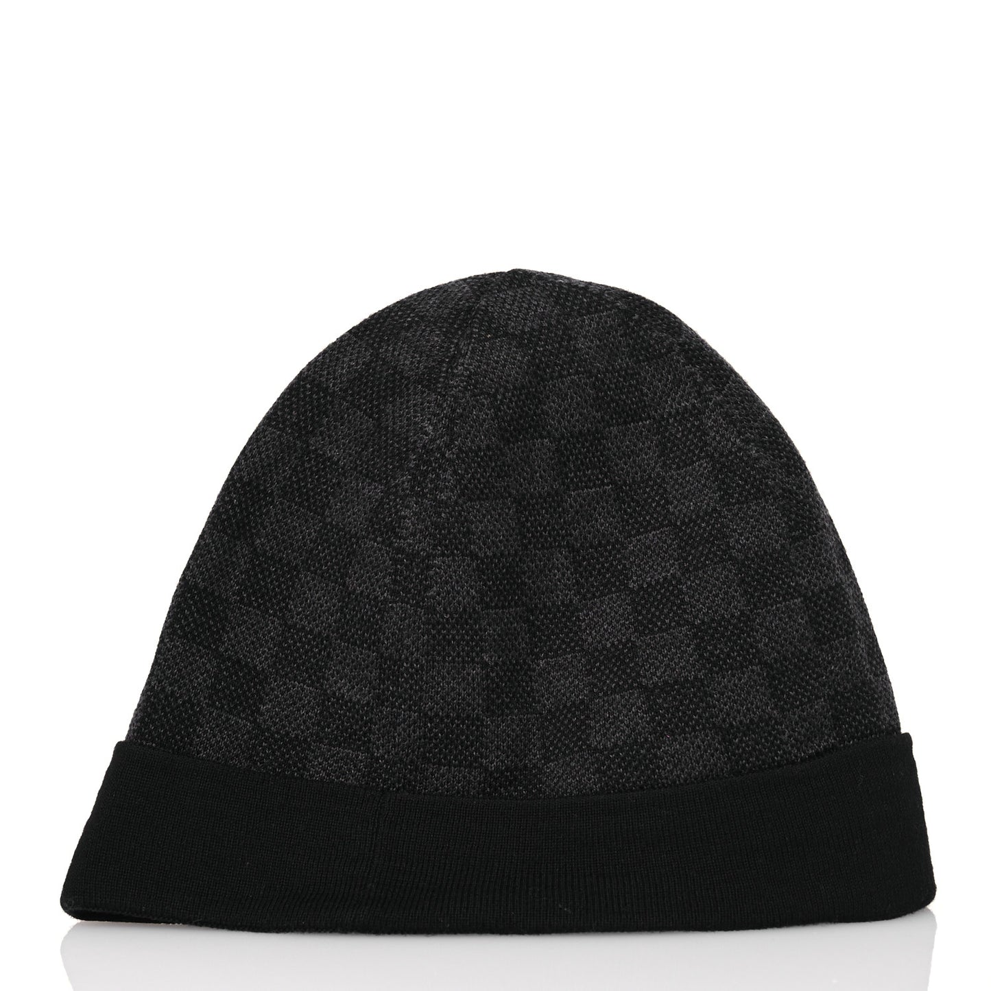 Wool Bonnet Petit Damier Graphite Beanie Hat
