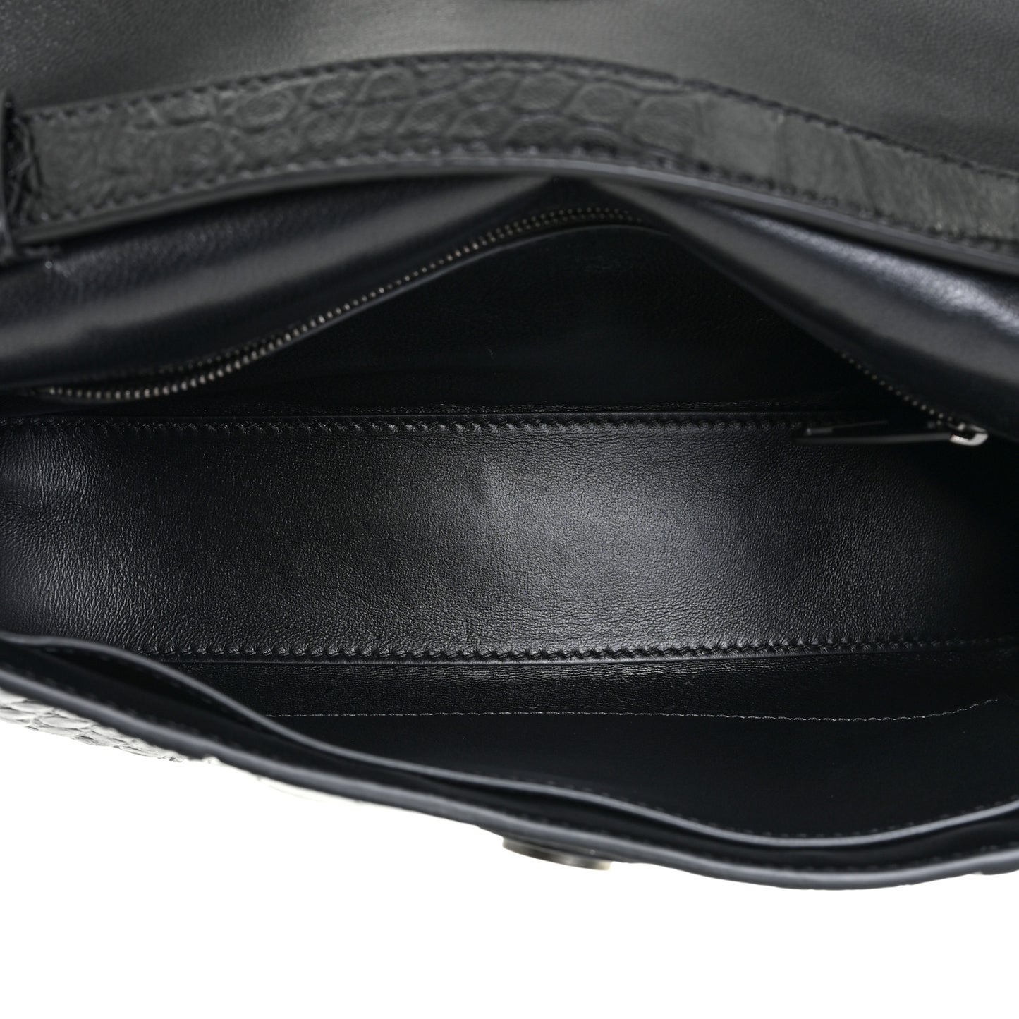 Extra Supple Calfskin Crocodile Embossed Monochrome XS Downtown Shoulder Bag Black