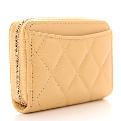 Chanel Caviar Quilted Zip Around Coin Purse Beige 3 of 7