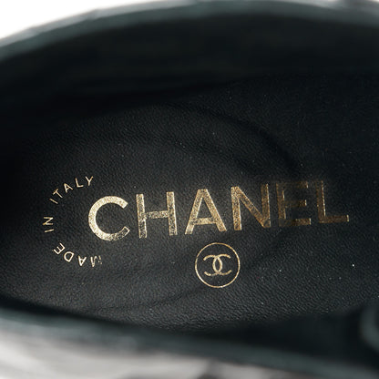 Chanel Shiny Lambskin Quilted Lace Up Combat Boots 40 Black 9 of 10