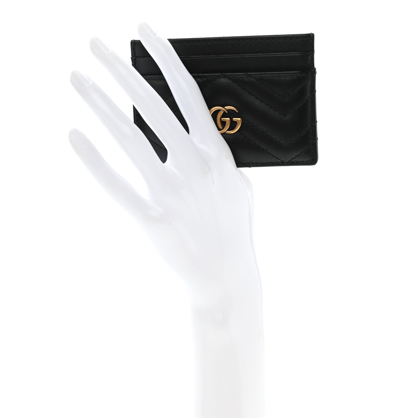 Calfskin Matelasse GG Marmont Card Holder Black