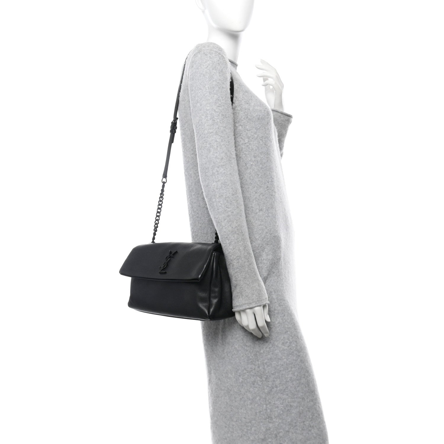 Saint Laurent Grain De Poudre Medium West Hollywood Monogram Fold-Over Black 2 of 11