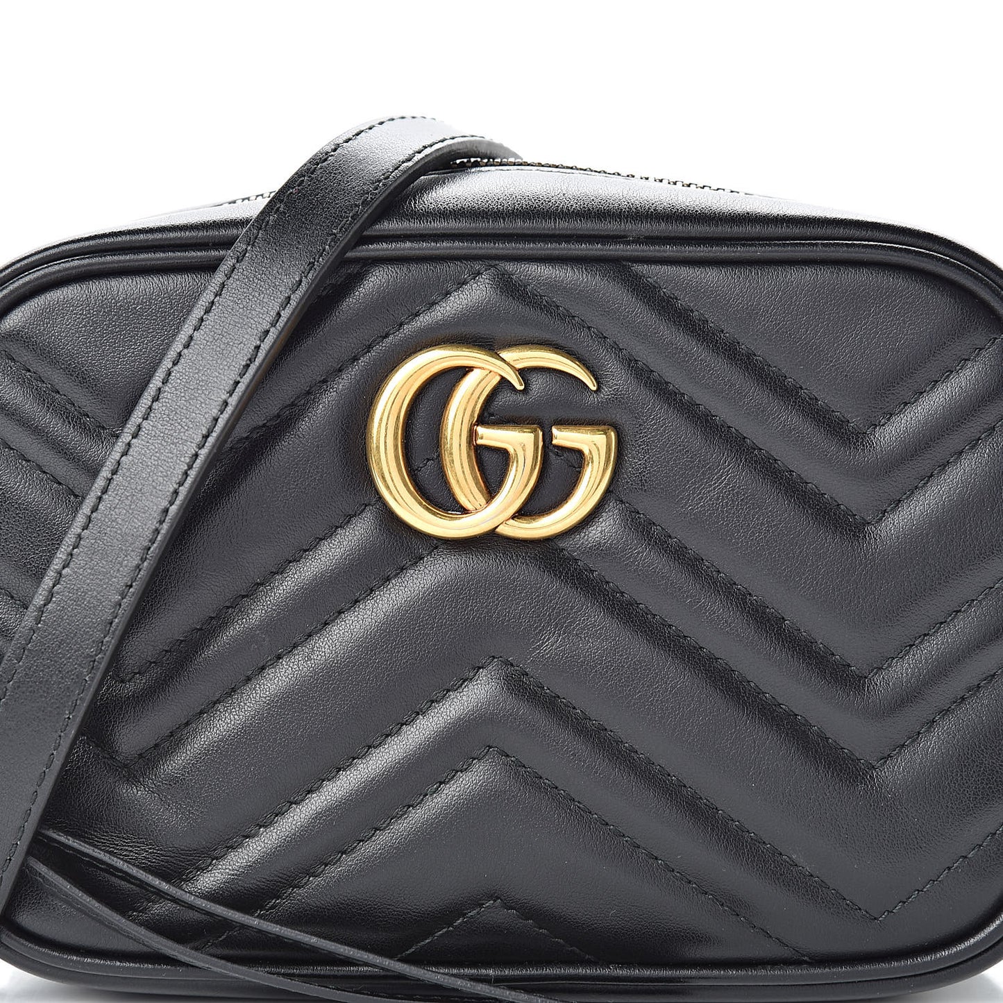 Calfskin Matelasse Mini GG Marmont Chain Shoulder Bag Black