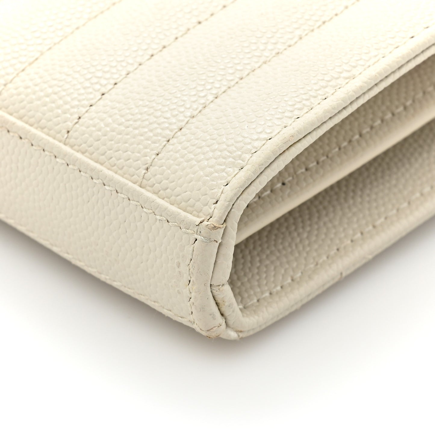 Grain De Poudre Mixed Matelasse Triquilt Monogram Chain Wallet Blanc Vintage