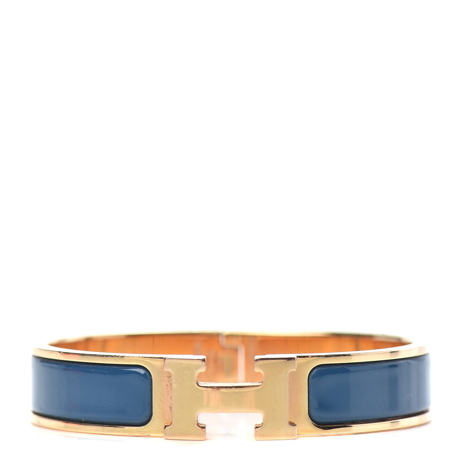 Hermes Narrow Enamel Clic Clac H Bracelet PM Bleu De Genes 1 of 6